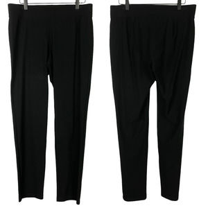 Eileen Fisher Black Stretch Knit Straight Leg Pull On Pants